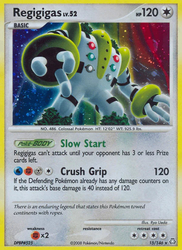 15, Colorless, Diamond & Pearl: Legends Awakened, Fighting[×2], Holo Rare, Holofoil, Reverse Holofoil Regigigas (15/146) [Diamond & Pearl: Legends Awakened] - Trading Card World