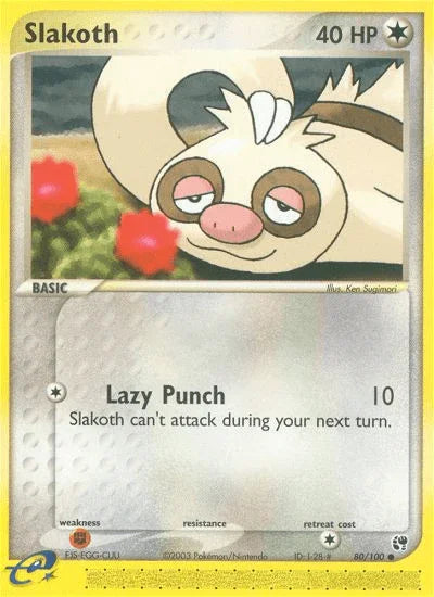 80, Colorless, Common, EX: Sandstorm, Fighting[×2], Normal, Reverse Holofoil Slakoth (80/100) [EX: Sandstorm] - Trading Card World