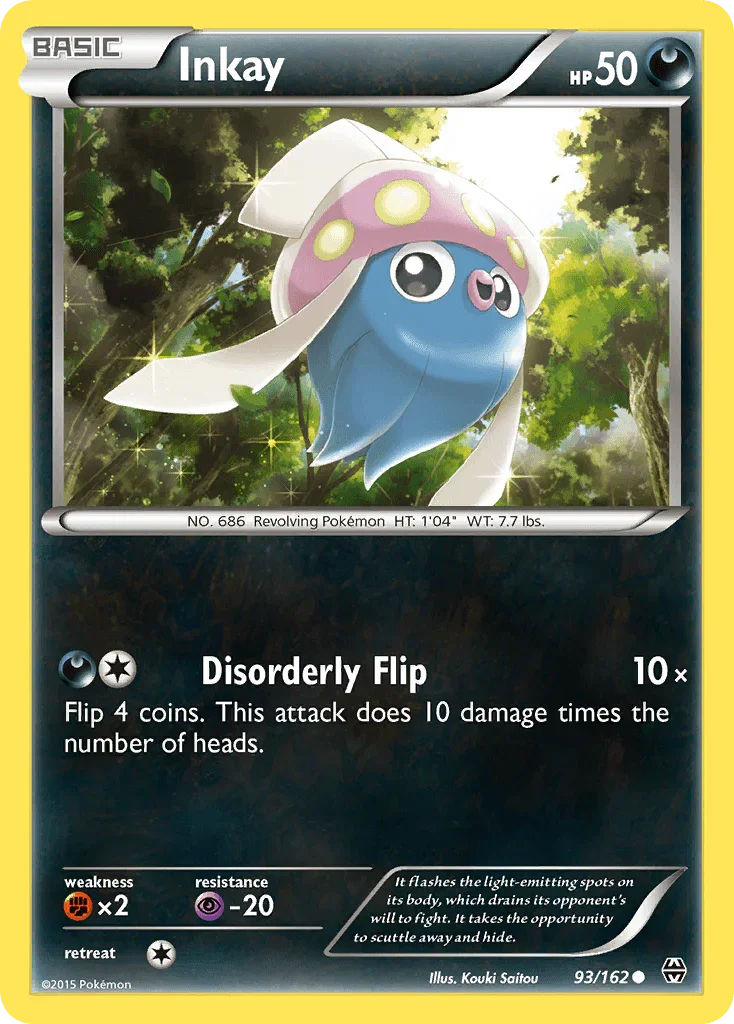 93, Common, Darkness, Fighting[×2], Normal, Psychic[-20], Reverse Holofoil, XY: BREAKthrough Inkay (93/162) [XY: BREAKthrough] - Trading Card World