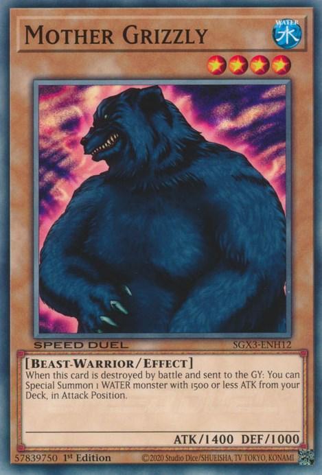 1st Edition, Beast-Warrior, Common, Effect Monster, Speed Duel GX: Duelists of Shadows, Water Mother Grizzly [SGX3-ENH12] Common - Trading Card World