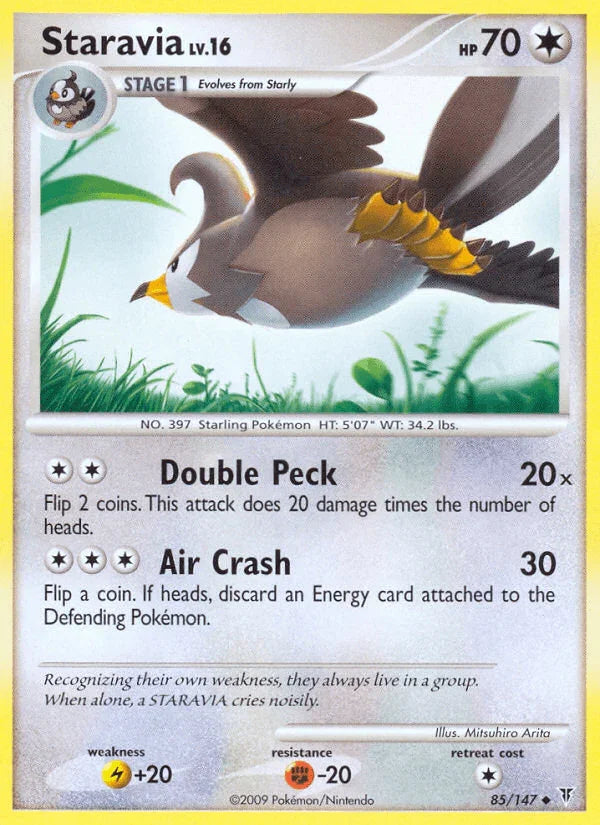 85, Colorless, Fighting[-20], Lightning[+20], Normal, Platinum: Supreme Victors, Reverse Holofoil, Uncommon Staravia (85/147) [Platinum: Supreme Victors] - Trading Card World