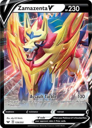 139, Fire[×2], Grass[-30], Holofoil, Metal, Promo, Sword & Shield: Base Set Zamazenta V (139/202) (Jumbo Card) [Sword & Shield: Base Set] - Trading Card World