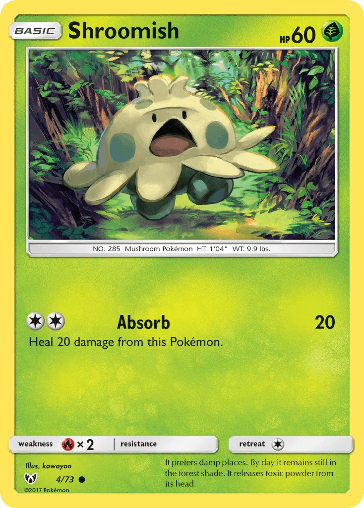 Common, Fire[×2], Grass, Normal, Reverse Holofoil, Sun & Moon: Shining Legends Shroomish (4/73) [Sun & Moon: Shining Legends] - Trading Card World