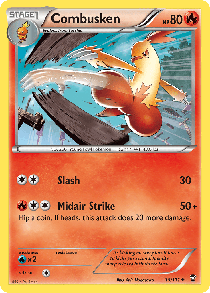 13, Fire, Normal, Reverse Holofoil, Uncommon, Water[×2], XY: Furious Fists Combusken (13/111) [XY: Furious Fists] - Trading Card World