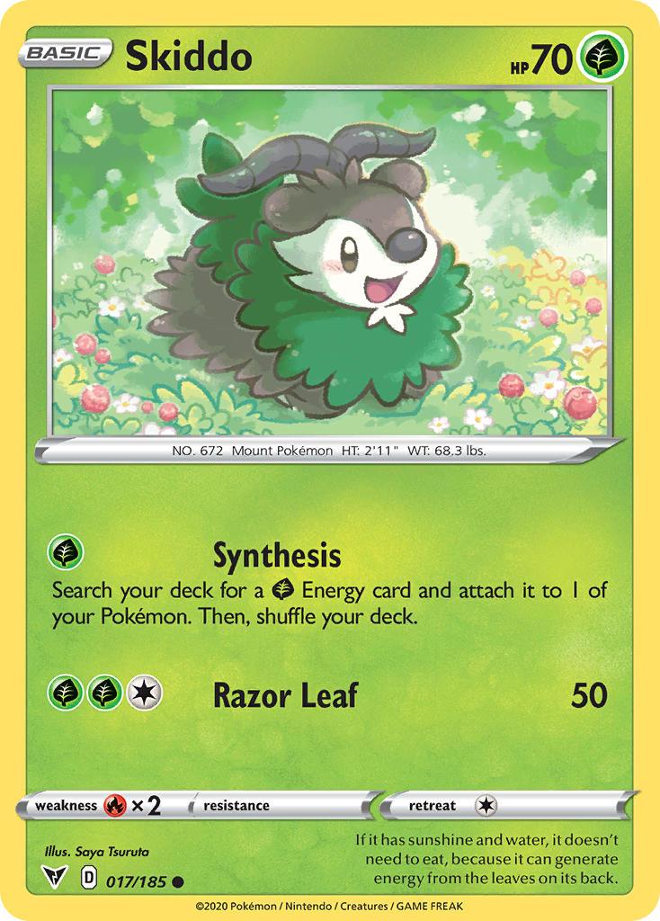 017, Common, Fire[×2], Grass, Normal, Reverse Holofoil, Sword & Shield: Vivid Voltage Skiddo (017/185) [Sword & Shield: Vivid Voltage] - Trading Card World