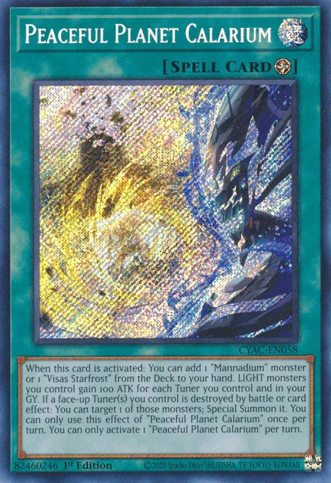 1st Edition, Cyberstorm Access, Field Spell, Secret Rare, Spell Peaceful Planet Calarium [CYAC-EN058] Secret Rare - Trading Card World