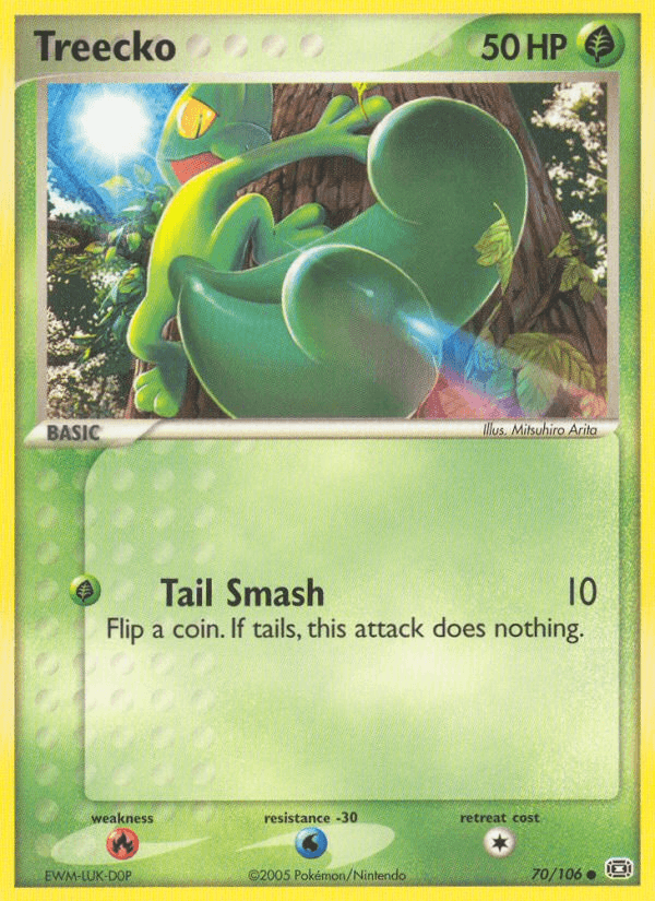70, Common, EX: Emerald, Fire[×2], Grass, Normal, Water[-30] Treecko (70/106) [EX: Emerald] - Trading Card World