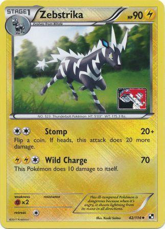 42, Black & White: Base Set, Fighting[×2], Lightning, Promo, Reverse Holofoil Zebstrika (42/114) (League Promo) [Black & White: Base Set] - Trading Card World