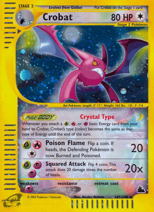147, Colorless, Holofoil, Psychic[×2], Reverse Holofoil, Secret Rare, Skyridge Crobat (147/144) [Skyridge] - Trading Card World