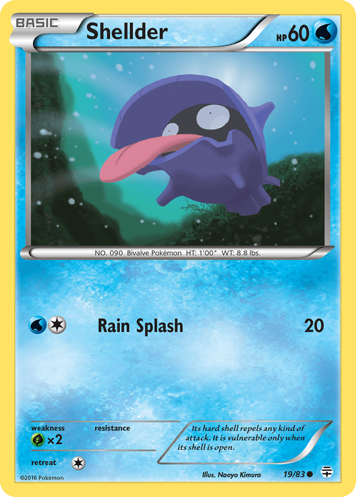 19, Common, Grass[×2], Normal, Reverse Holofoil, Water, XY: Generations Shellder (19/83) [XY: Generations] - Trading Card World
