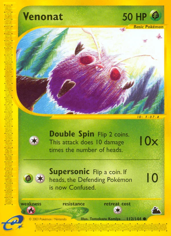 112, Common, Fire[×2], Grass, Normal, Reverse Holofoil, Skyridge Venonat (112/144) [Skyridge] - Trading Card World