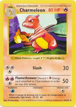 24, Base Set Shadowless Unlimited, Fire, Normal, Uncommon, Water[×2] Charmeleon (24/102) [Base Set Shadowless Unlimited] - Trading Card World