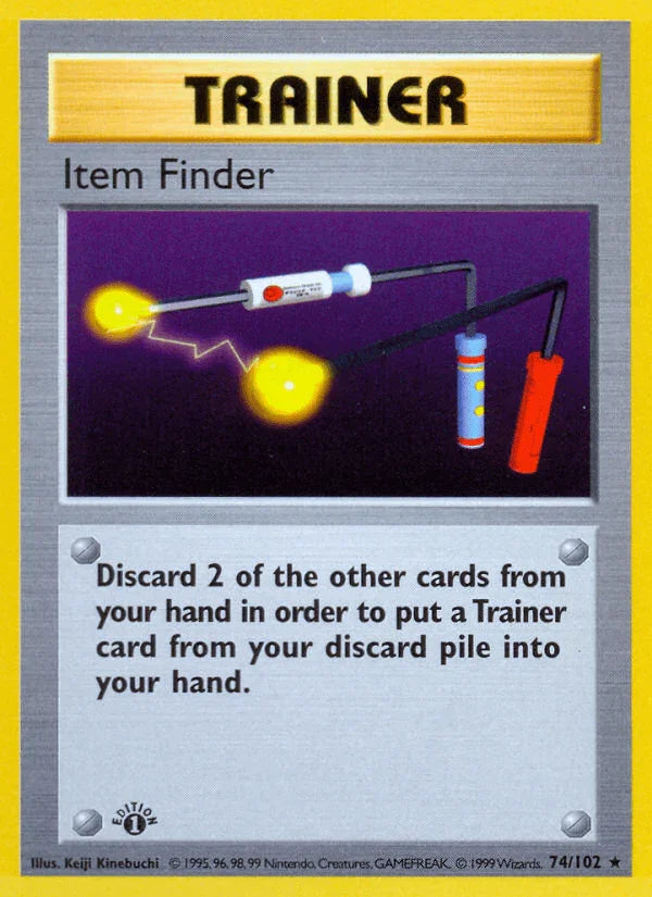 1st Edition Normal, 74, Base Set 1st Edition, Rare, Trainer Item Finder (74/102) (Shadowless) [Base Set 1st Edition] - Trading Card World