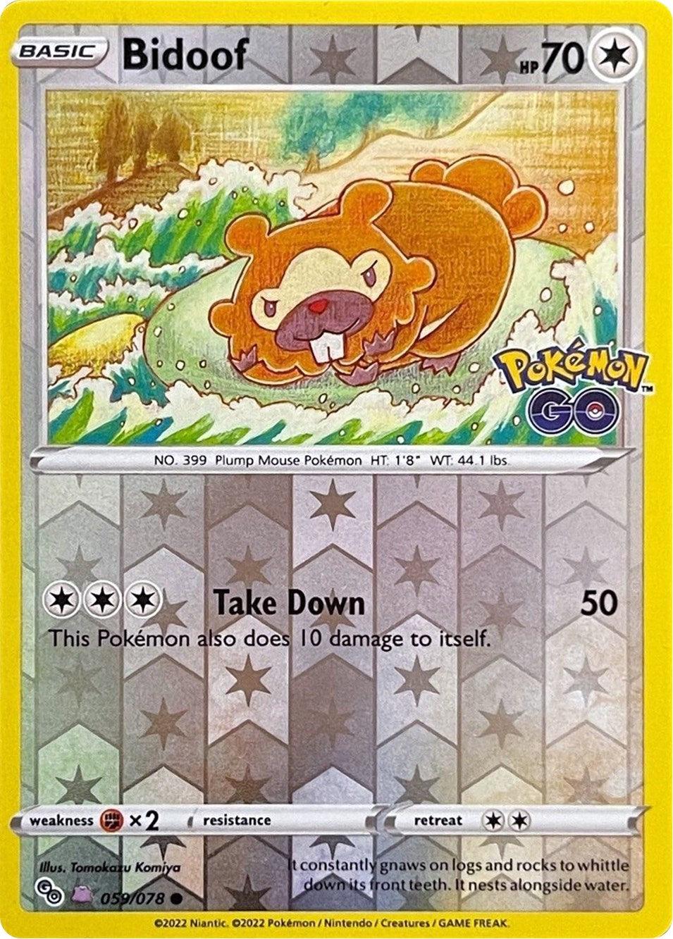 059, Colorless, Common, Fighting [x2], Pokémon GO, Reverse Holofoil Bidoof (059/078) (Peelable Ditto) [Pokémon GO] - Trading Card World