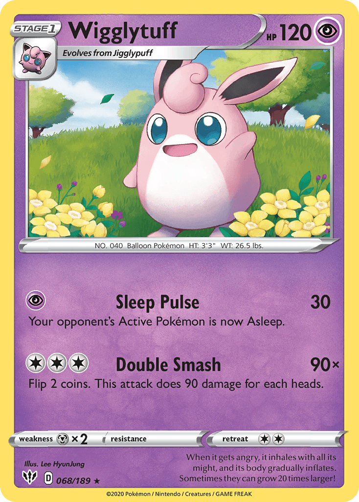 068, Metal[×2], Normal, Psychic, Rare, Reverse Holofoil, Sword & Shield: Darkness Ablaze Wigglytuff (068/189) [Sword & Shield: Darkness Ablaze] - Trading Card World