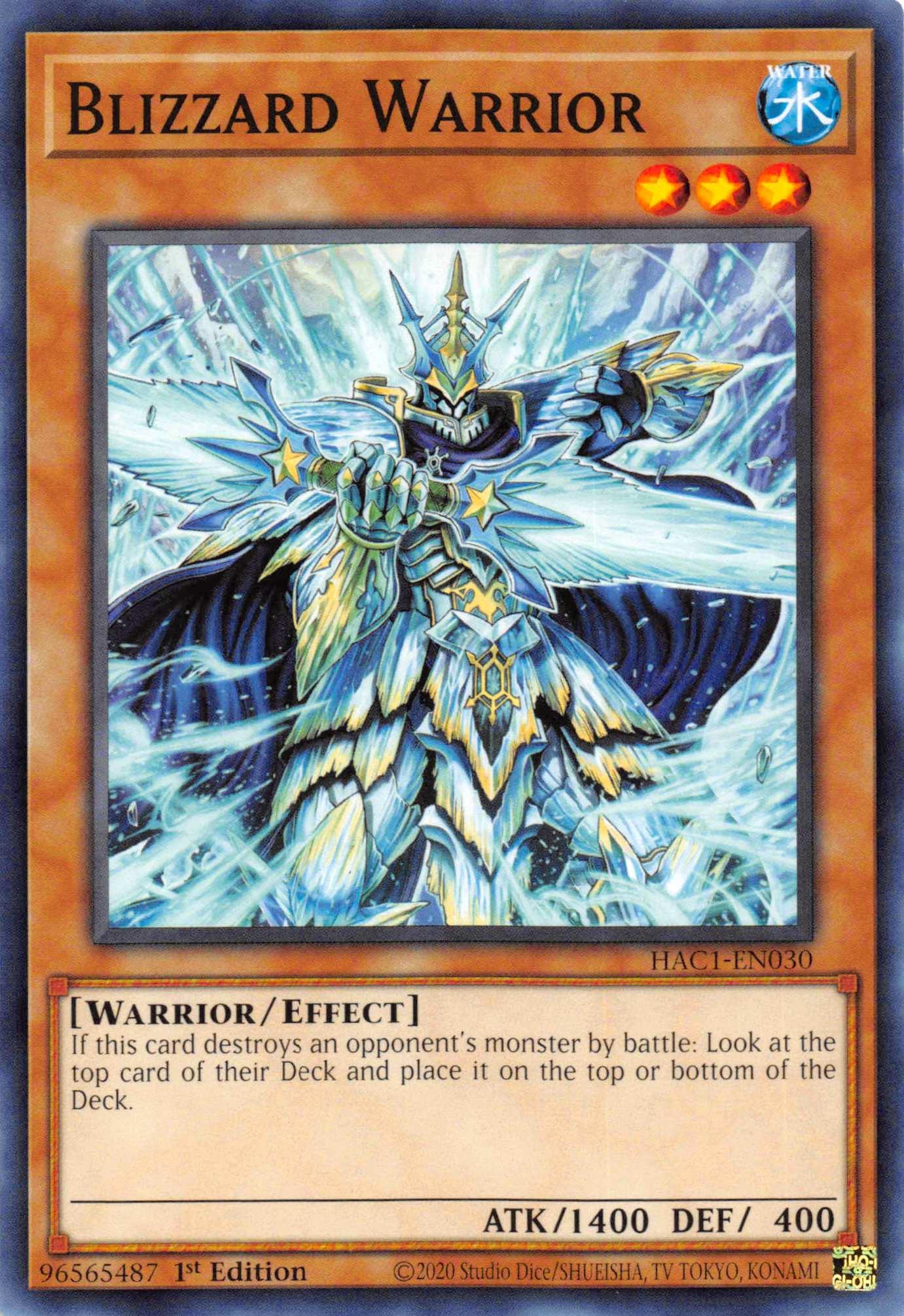 1st Edition, Common, Effect Monster, Hidden Arsenal: Chapter 1, Warrior, Water Blizzard Warrior [HAC1-EN030] Common - Trading Card World