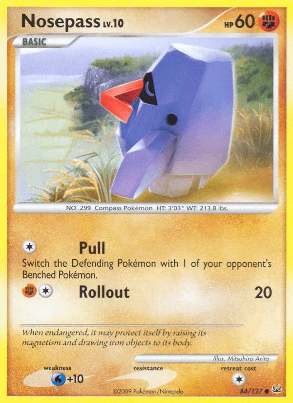84, Common, Fighting, Normal, Platinum: Base Set, Reverse Holofoil, Water[+10] Nosepass (84/127) [Platinum: Base Set] - Trading Card World