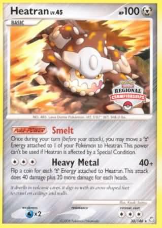 30, Diamond & Pearl: Legends Awakened, Metal, Normal, Promo, Reverse Holofoil, Water[×2] Heatran (30/146) (Regional Championships) [Diamond & Pearl: Legends Awakened] - Trading Card World