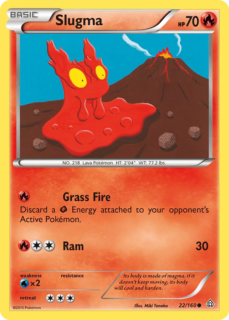 22, Common, Fire, Normal, Reverse Holofoil, Water[×2], XY: Primal Clash Slugma (22/160) [XY: Primal Clash] - Trading Card World