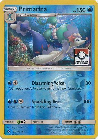 41, Grass[×2], Promo, Reverse Holofoil, Sun & Moon: Base Set, Water Primarina (41/149) (League Promo) [Sun & Moon: Base Set] - Trading Card World