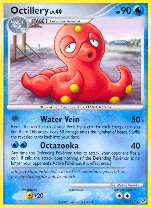 58, Lightning[+20], Normal, Platinum: Base Set, Reverse Holofoil, Uncommon, Water Octillery (58/127) [Platinum: Base Set] - Trading Card World