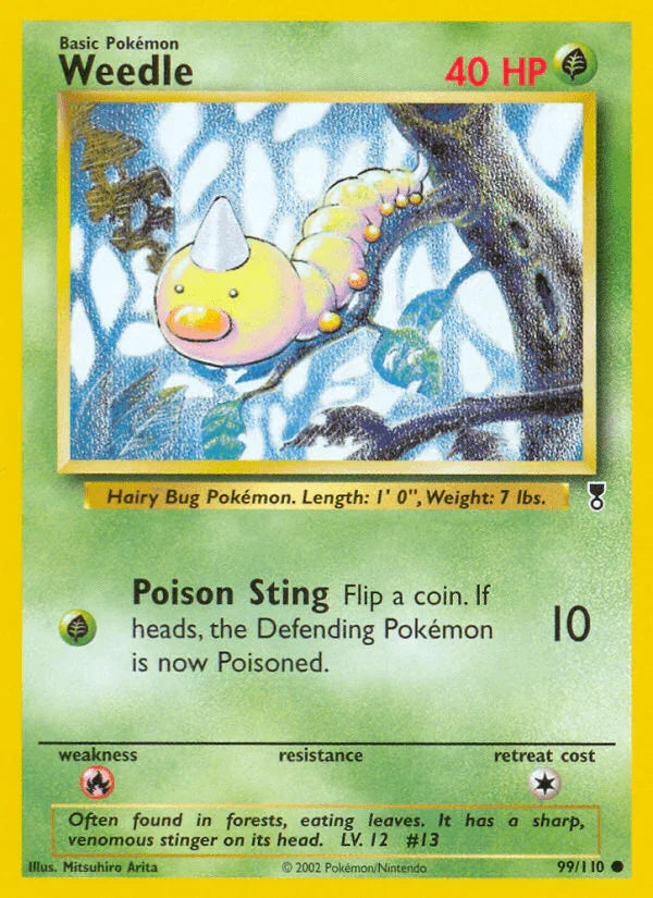 99, Common, Fire[×2], Grass, Legendary Collection, Normal, Reverse Holofoil Weedle (99/110) [Legendary Collection] - Trading Card World