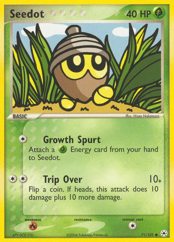 71, Common, EX: Hidden Legends, Fire[×2], Grass, Normal, Reverse Holofoil Seedot (71/101) [EX: Hidden Legends] - Trading Card World