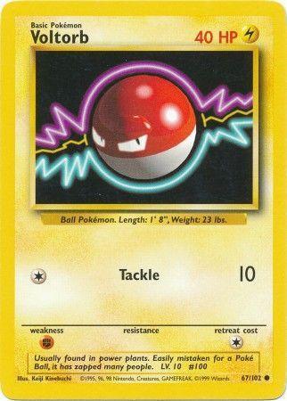67, Base Set Unlimited, Common, Fighting[×2], Lightning, Normal Voltorb (67/102) [Base Set Unlimited] - Trading Card World