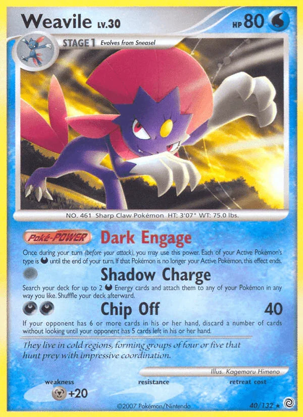40, Diamond & Pearl: Secret Wonders, Metal[20], Normal, Rare, Reverse Holofoil, Water Weavile (40/132) [Diamond & Pearl: Secret Wonders] - Trading Card World