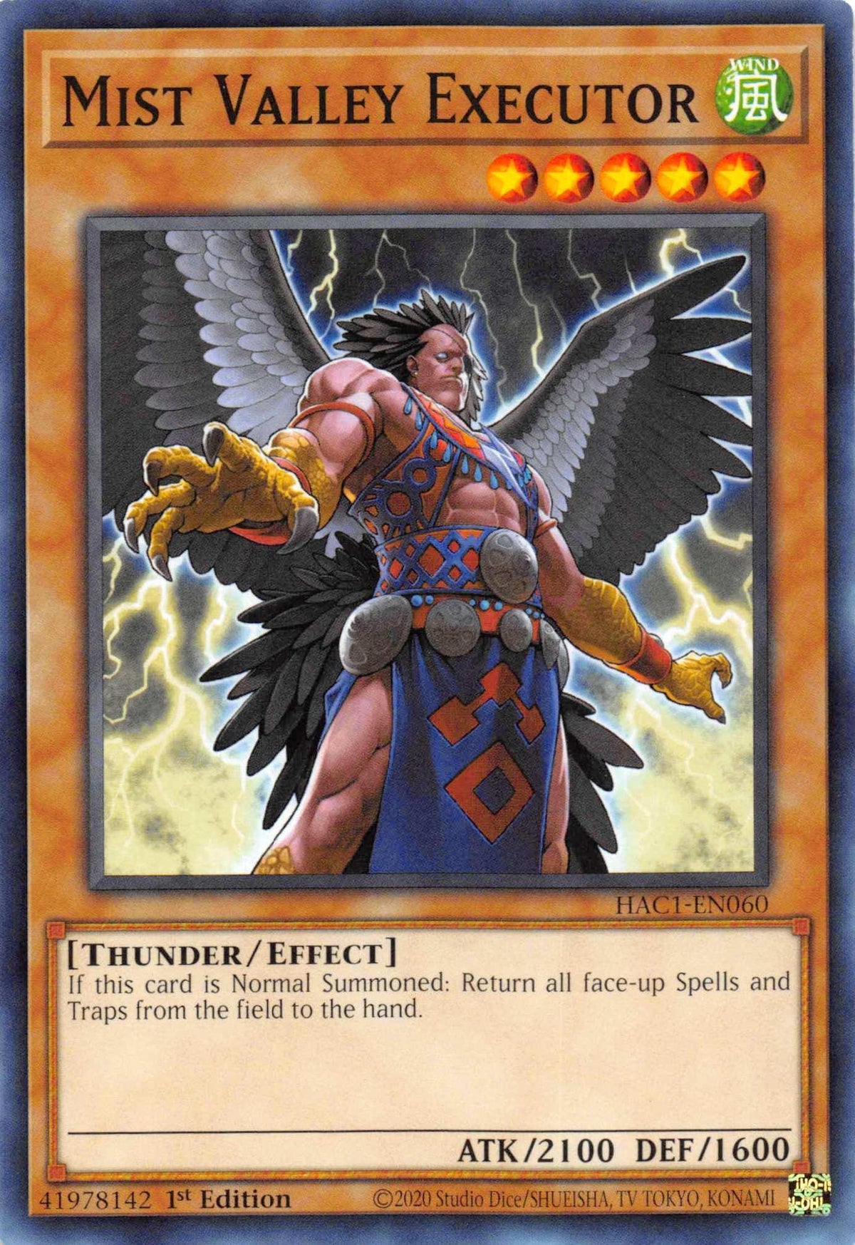 1st Edition, Common, Effect Monster, Hidden Arsenal: Chapter 1, Thunder, Wind Mist Valley Executor [HAC1-EN060] Common - Trading Card World