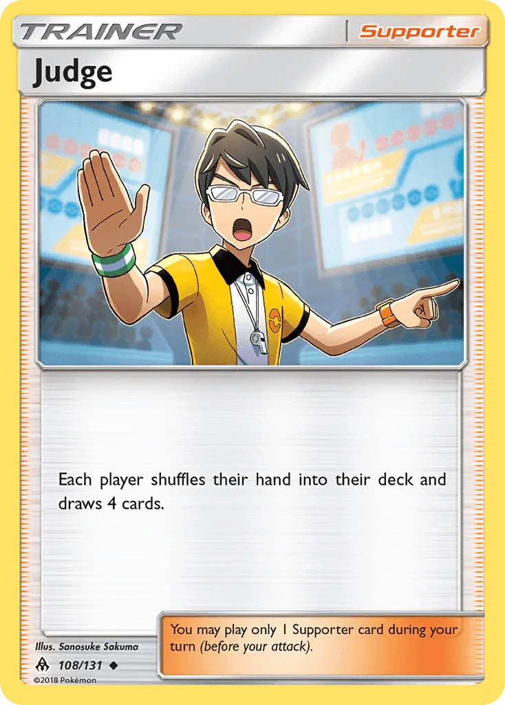 108, Normal, Reverse Holofoil, Sun & Moon: Forbidden Light, Supporter, Uncommon Judge (108/131) [Sun & Moon: Forbidden Light] - Trading Card World