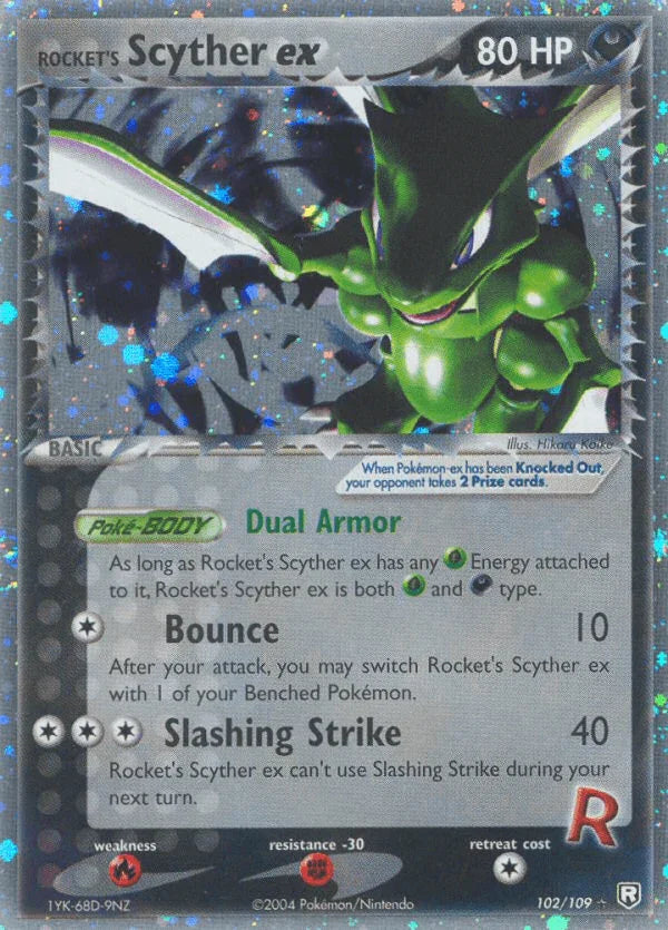 102, Darkness, EX: Team Rocket Returns, Fighting[-30], Fire[×2], Holofoil, Ultra Rare Rocket's Scyther ex (102/109) [EX: Team Rocket Returns] - Trading Card World