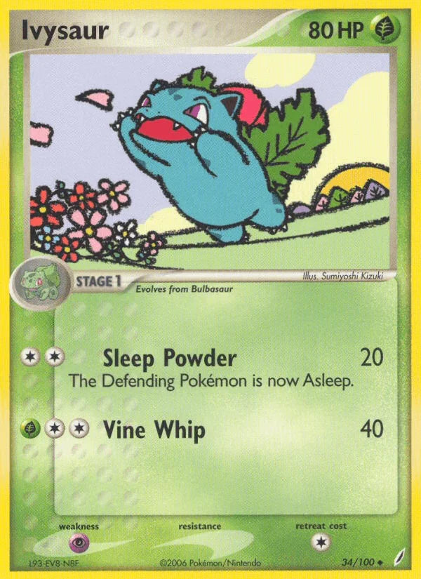 34, EX: Crystal Guardians, Grass, Normal, Psychic[×2], Uncommon Ivysaur (34/100) [EX: Crystal Guardians] - Trading Card World