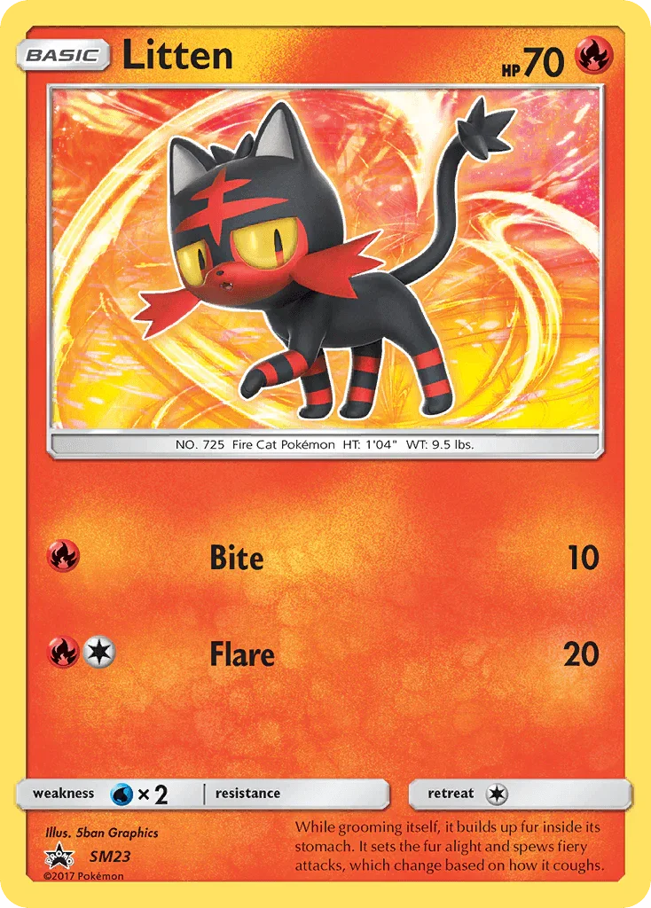 Fire, Holofoil, Promo, SM23, Sun & Moon: Black Star Promos, Water [x2] Litten (SM23) [Sun & Moon: Black Star Promos] - Trading Card World