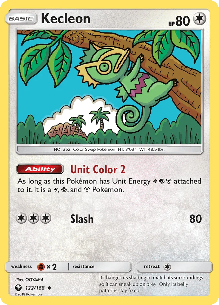 122, Colorless, Fighting[×2], Normal, Reverse Holofoil, Sun & Moon: Celestial Storm, Uncommon Kecleon (122/168) [Sun & Moon: Celestial Storm] - Trading Card World