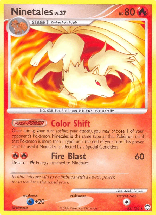 32, Diamond & Pearl: Mysterious Treasures, Fire, Normal, Rare, Reverse Holofoil, Water[+20] Ninetales (32/123) [Diamond & Pearl: Mysterious Treasures] - Trading Card World