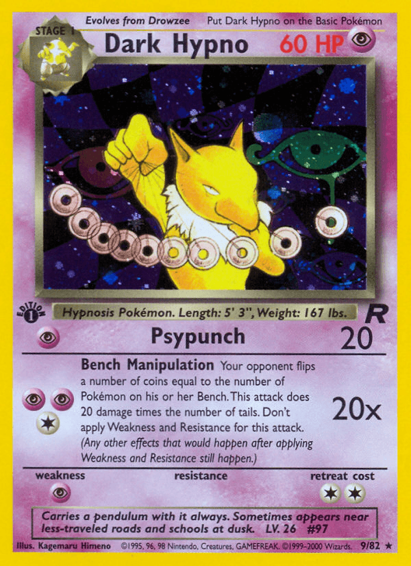 1st Edition Holofoil, Holo Rare, Psychic, Psychic[×2], Team Rocket 1st Edition Dark Hypno (9/82) [Team Rocket 1st Edition] - Trading Card World