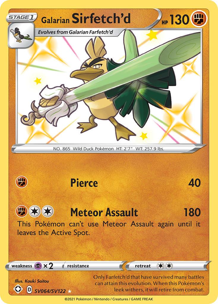 Fighting, Holofoil, Psychic[×2], SV064, Sword & Shield: Shining Fates, Ultra Rare Galarian Sirfetch'd (SV064/SV122) [Sword & Shield: Shining Fates] - Trading Card World