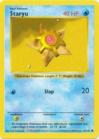 65, Base Set Shadowless Unlimited, Common, Lightning[×2], Normal, Water Staryu (65/102) [Base Set Shadowless Unlimited] - Trading Card World