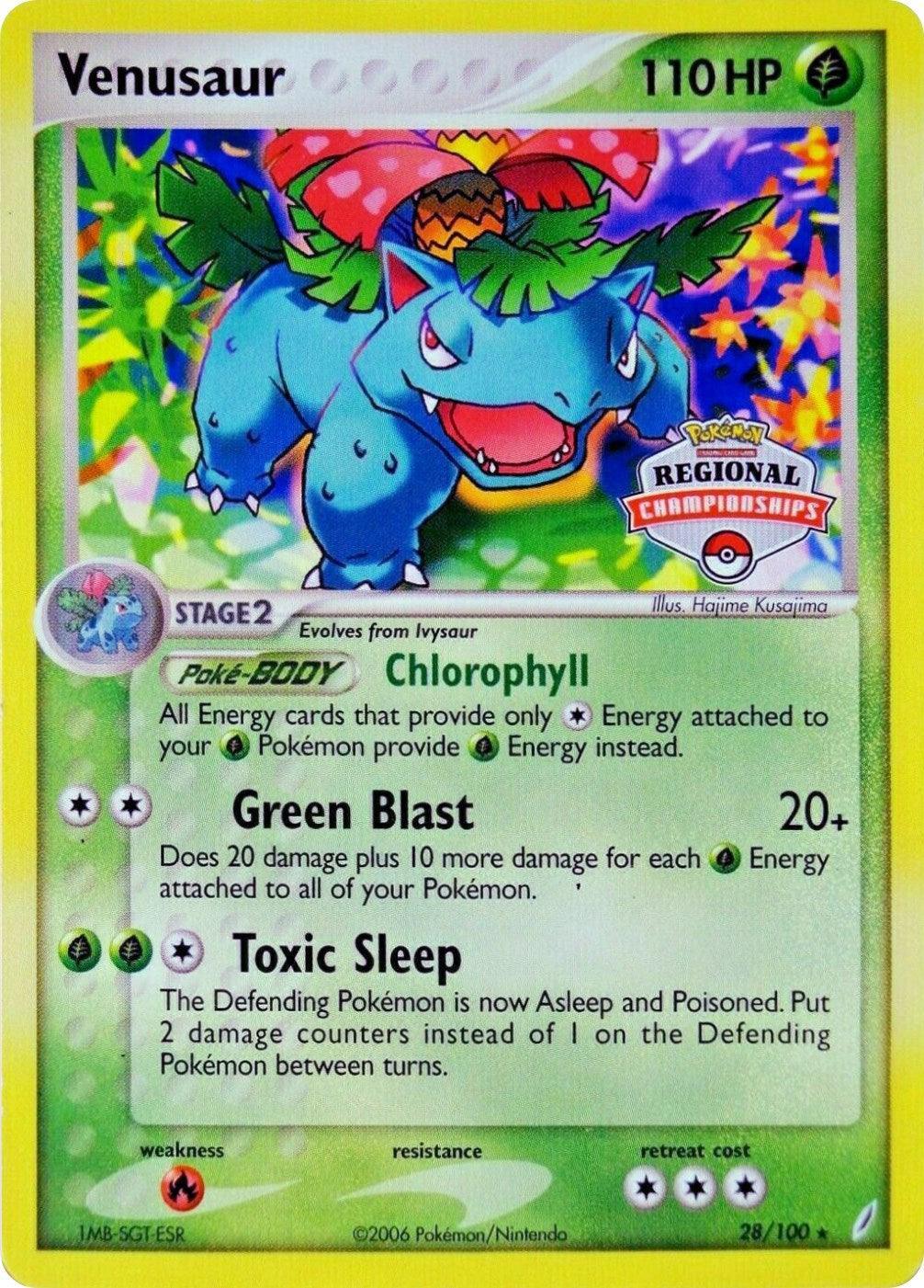 28, EX: Crystal Guardians, Fire[×2], Grass, Normal, Rare Venusaur (28/100) (Regional Championship Promo) [EX: Crystal Guardians] - Trading Card World