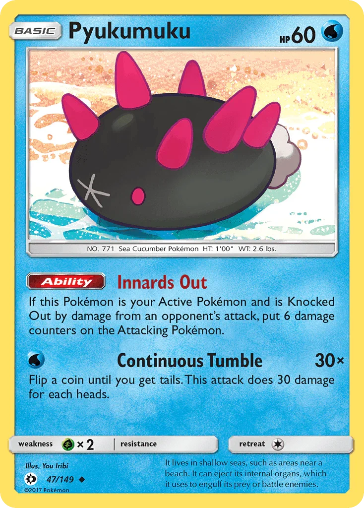 47, Grass[×2], Normal, Reverse Holofoil, Sun & Moon: Base Set, Uncommon, Water Pyukumuku (47/149) [Sun & Moon: Base Set] - Trading Card World