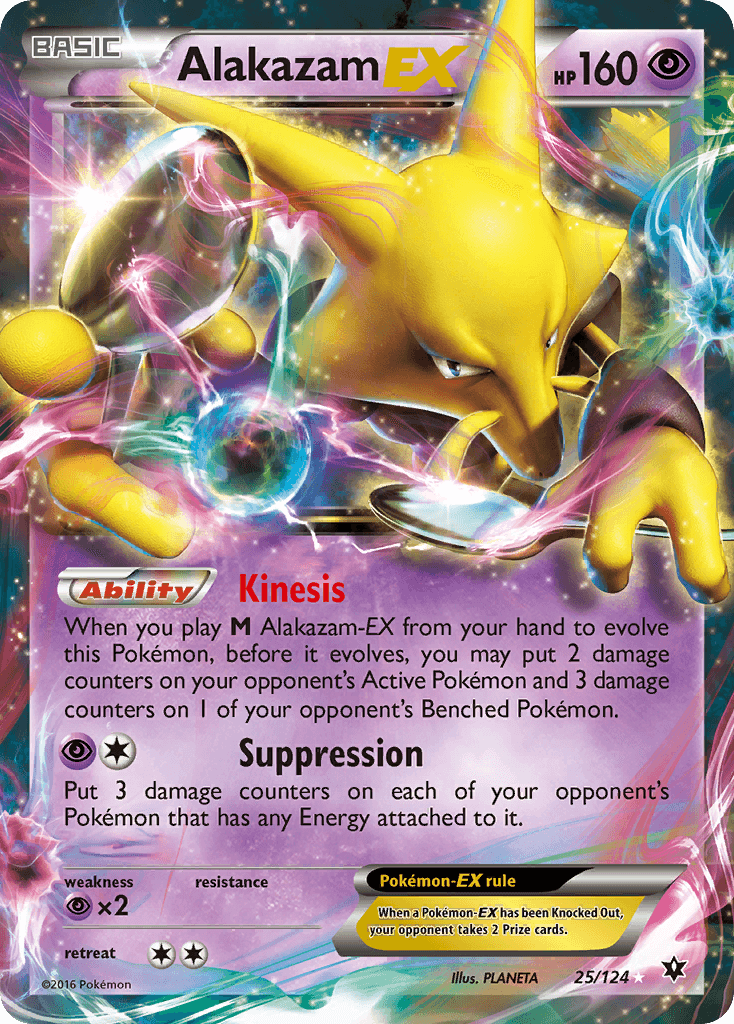 25, Holofoil, Psychic, Psychic[×2], Ultra Rare, XY: Fates Collide Alakazam EX (25/124) [XY: Fates Collide] - Trading Card World