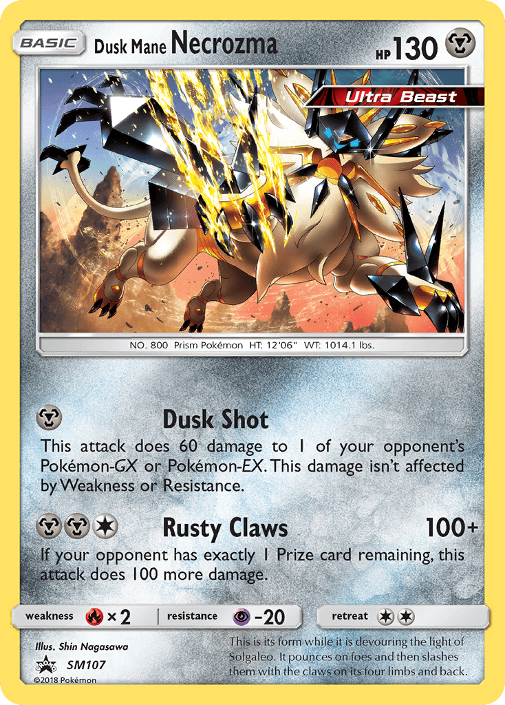 Black Star Promo, Fire[×2], Holofoil, Metal, Psychic[-20], SM107, Sun & Moon: Black Star Promos Dusk Mane Necrozma (SM107) [Sun & Moon: Black Star Promos] - Trading Card World