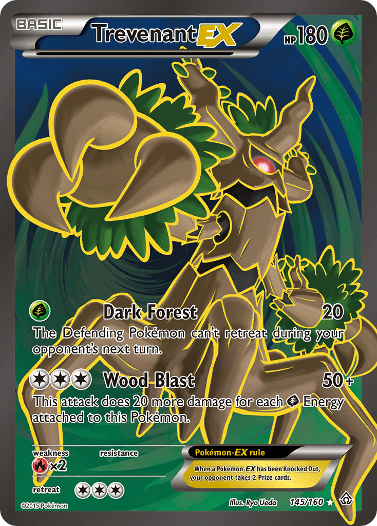 145, Fire[×2], Grass, Holofoil, Ultra Rare, XY: Primal Clash Trevenant EX (145/160) [XY: Primal Clash] - Trading Card World