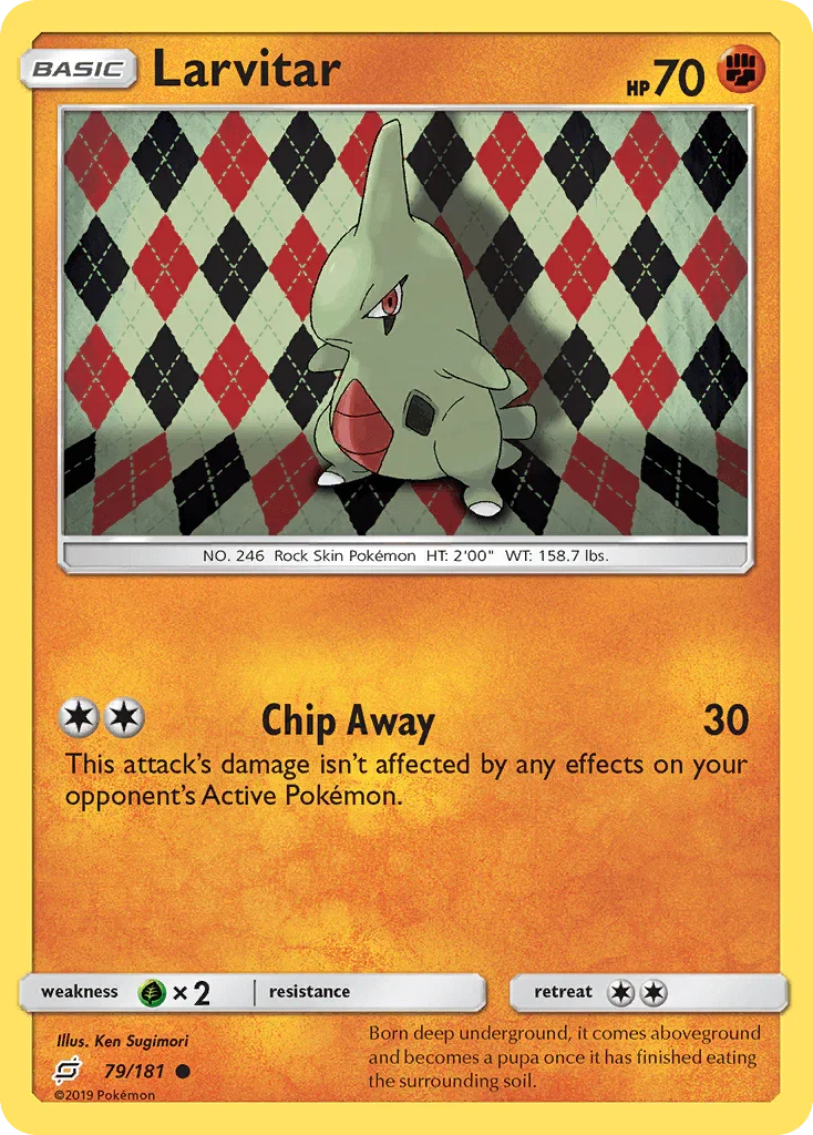 79, Common, Fighting, Grass[×2], Normal, Reverse Holofoil, Sun & Moon: Team Up Larvitar (79/181) [Sun & Moon: Team Up] - Trading Card World