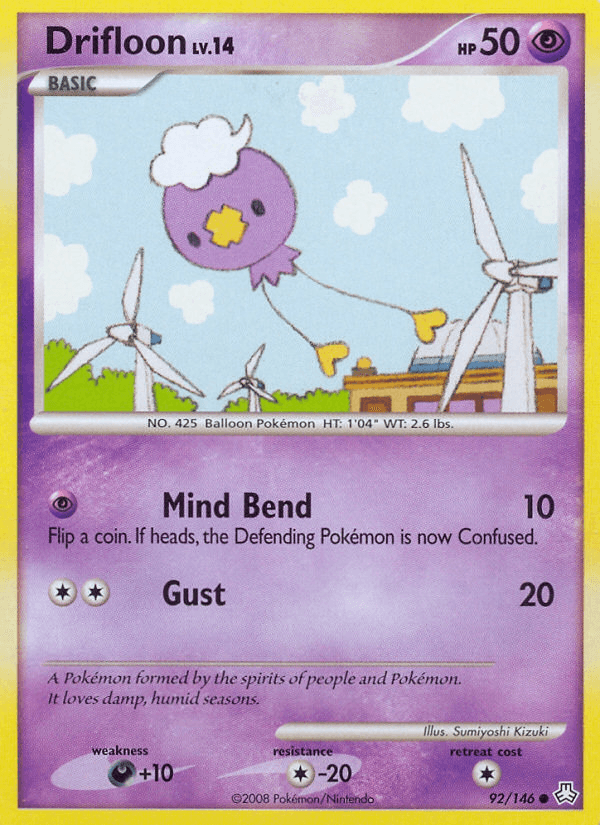 92, Colorless[-20], Common, Darkness[+10], Diamond & Pearl: Legends Awakened, Normal, Psychic, Reverse Holofoil Drifloon (92/146) [Diamond & Pearl: Legends Awakened] - Trading Card World
