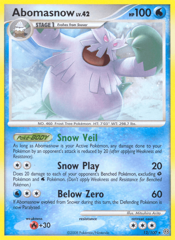 12, Diamond & Pearl: Stormfront, Fire[+30], Normal, Rare, Reverse Holofoil, Water Abomasnow (12/100) [Diamond & Pearl: Stormfront] - Trading Card World