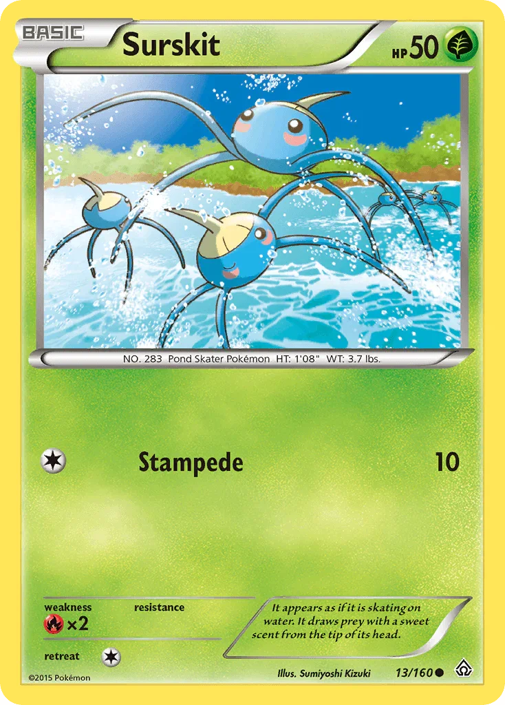 13, Common, Fire[×2], Grass, Normal, Reverse Holofoil, XY: Primal Clash Surskit (13/160) [XY: Primal Clash] - Trading Card World