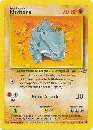 61, Common, Fighting, Grass[×2], Jungle Unlimited, Lightning[-30], Normal Rhyhorn (61/64) [Jungle Unlimited] - Trading Card World