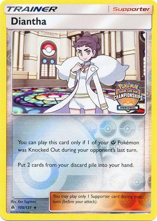 105, Promo, Reverse Holofoil, Sun & Moon: Forbidden Light, Supporter Diantha (105/131) (Regional Championship Promo) [Sun & Moon: Forbidden Light] - Trading Card World
